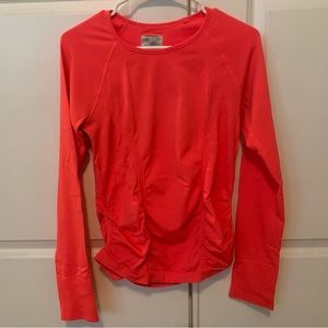 Athleta long sleeve workout shirt orange Med